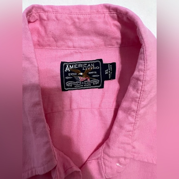 America Living Women’s XL Long Sleeve Pink Button Up 100% Linen Blouse - Picture 6 of 7